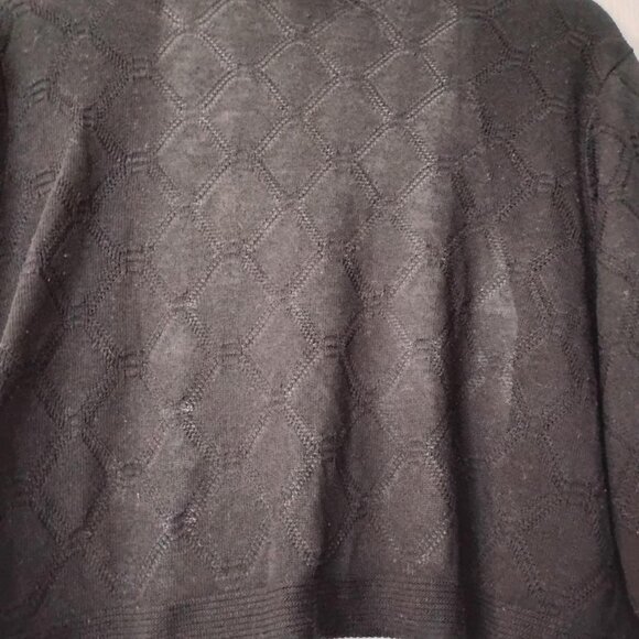 Vintage N.Y.P.L Collection Black Argyle Diamond Cardigan Bolero Boho Academia - Picture 3 of 6